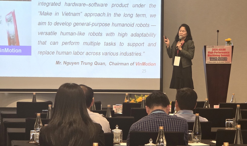 HAuA chia sẻ xu hướng tự động hóa và robot tại ASEAN High-Performance Machining Summit 2026 2 Phát biểu của bà Lê Thị Hồng Loan HAuA về tự động hóa và robot